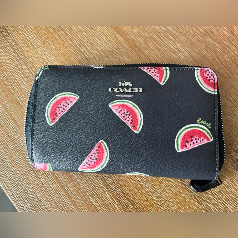 Coach watermelon zip around wallet
